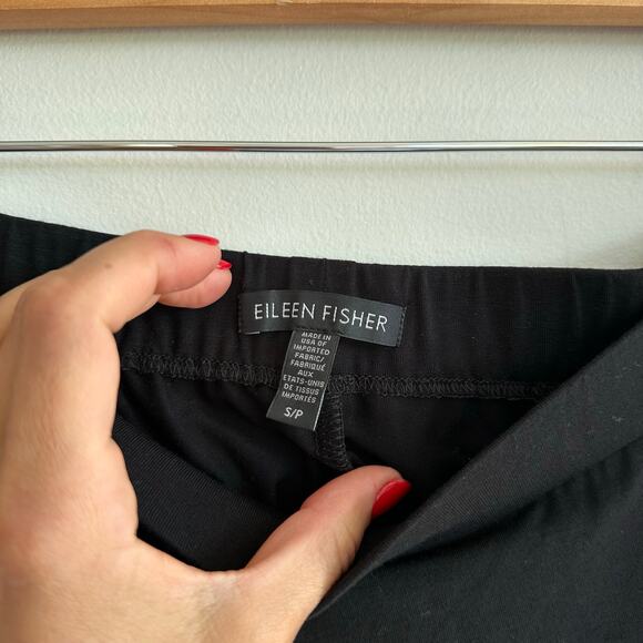 Eileen Fisher Stretch Jersey Pull On Wide Leg Cropped Pants Black S - Picture 5 of 7